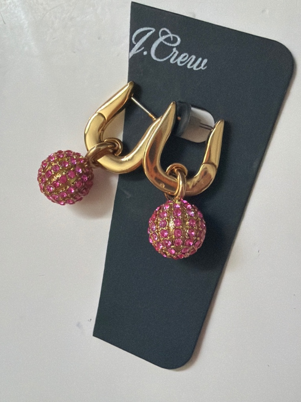 J.CREW Ball Huggie Hoop Earrings NWT OS Pink Gold  New with tags